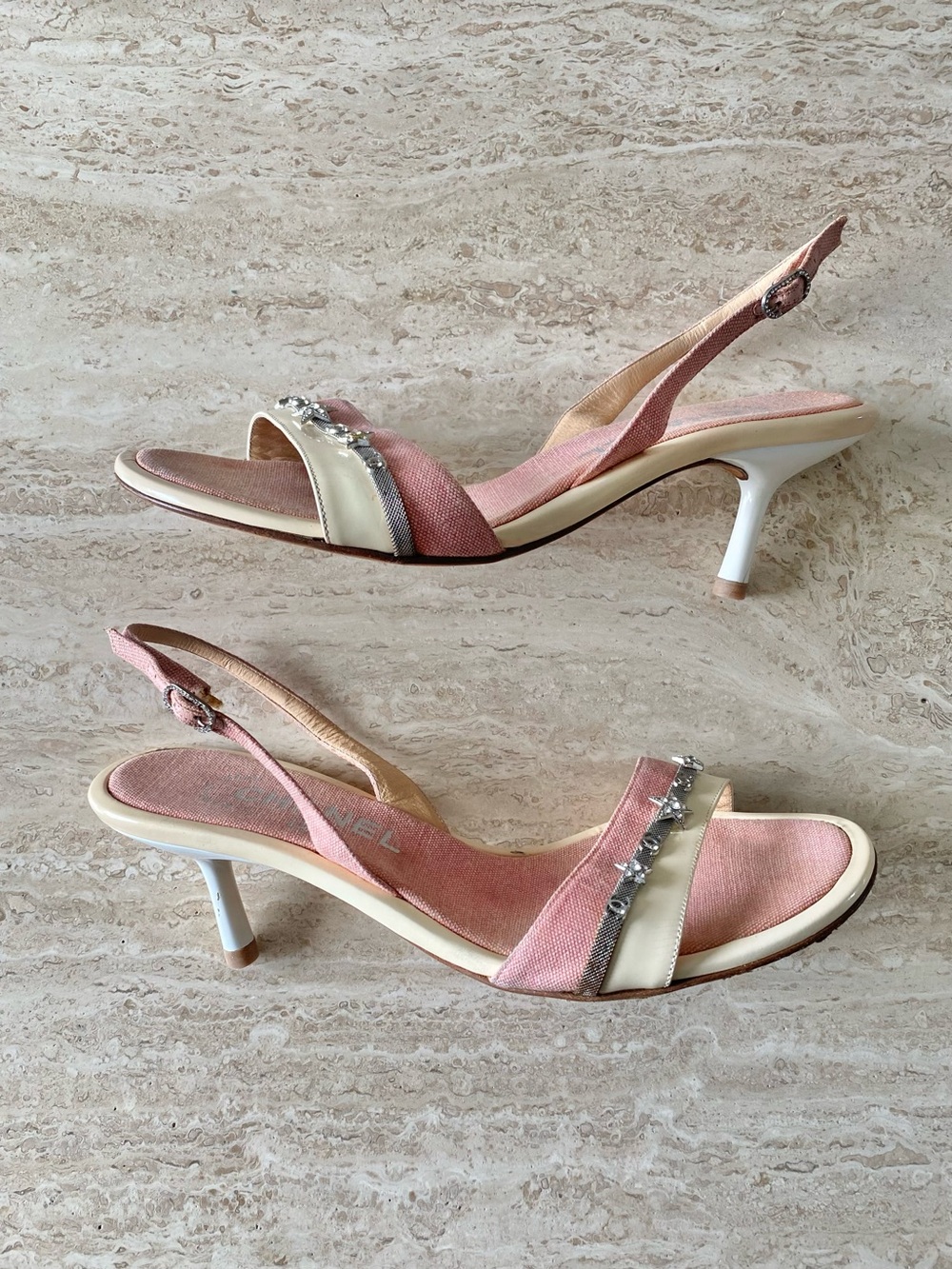 Vintage Chanel Crystal Star CC Sandal Heels - Picture 3 of 12